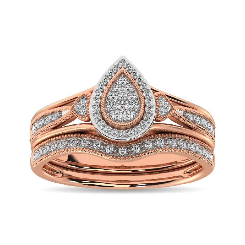 Alternative engagement ring for women-Diamond Bridal Ring 1/6 ct tw in Round-cut 10K in Rose Gold