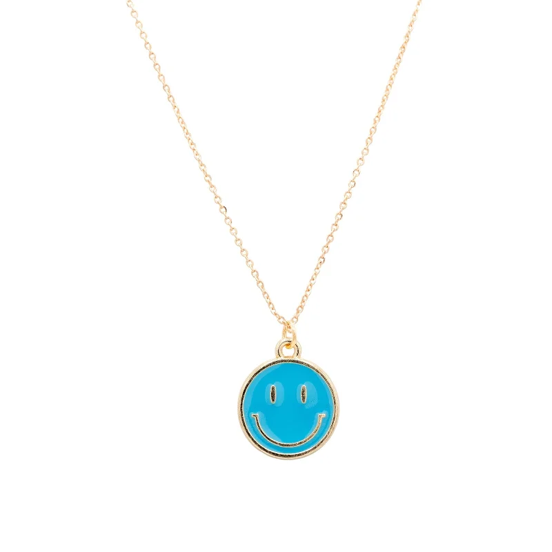 Gold chain necklace for women-Happy Smile Enamel Charm Necklace Children's Jewelry