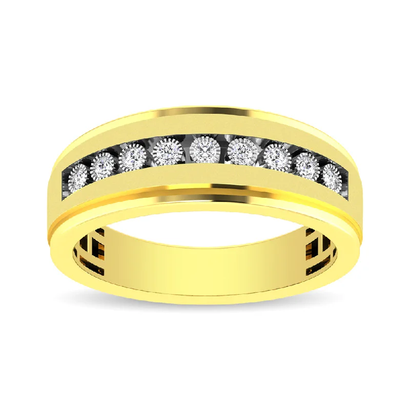 Vintage diamond engagement ring for women-10K Yellow Gold 1/10 Ct.Tw. Diamond Illusion Mens Band