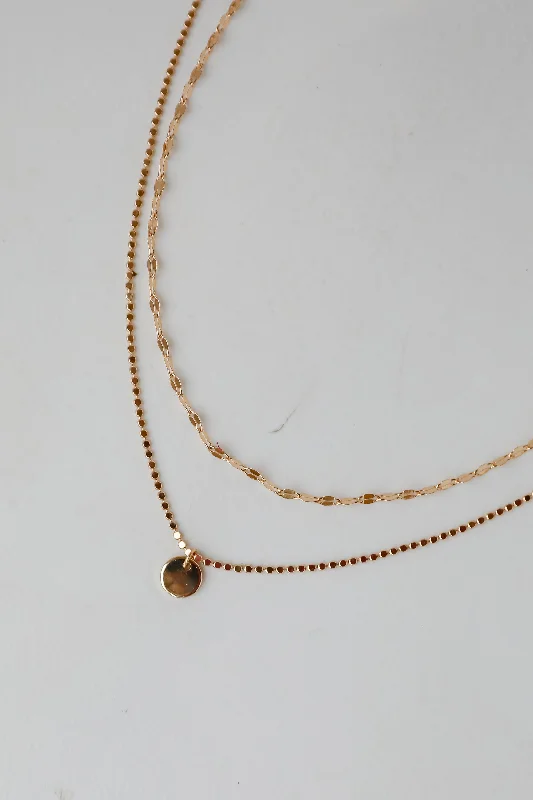 Beaded necklace for women-Emery Gold Layered Chain Necklace