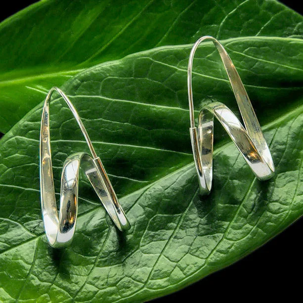 Large hoop earrings for women-Bumi Earrings - Sterling Silver, Indonesia