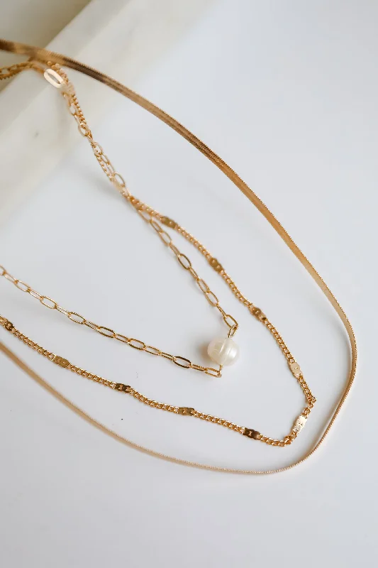 Fashionable gold necklace for women-Naomi Gold Layered Chain Necklace