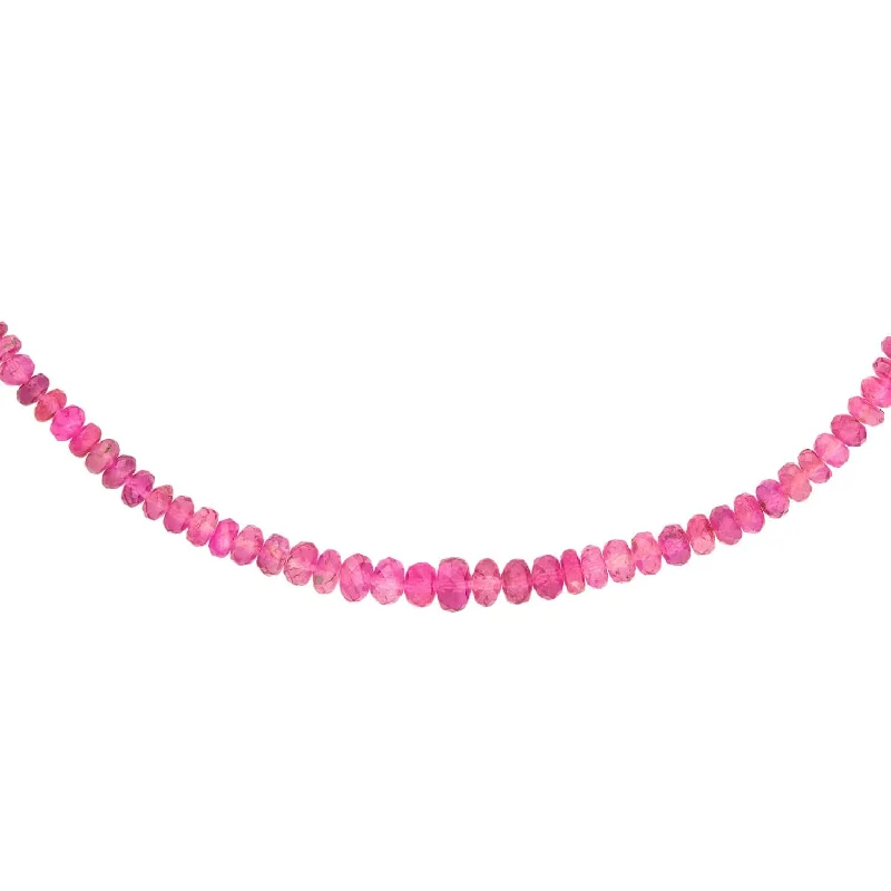 Multi-strand necklace for women-Estate 14k and Pink Tourmaline Rondelle Bead Necklace