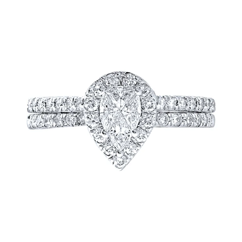 Three-stone engagement ring for women-14K White Gold 1 1/2 Ct.Tw. Diamond Bridal Ring