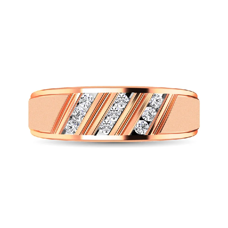 Infinity engagement ring for women-10K Rose Gold 1/4 Ct.Tw. Diamond Mens Band