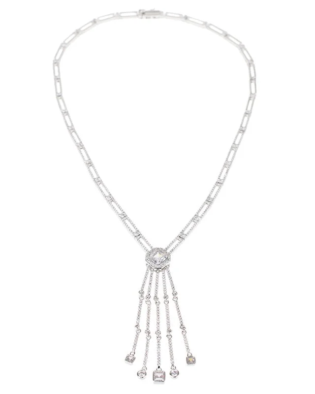 Pendant necklace for women-CZ Fringe Necklace