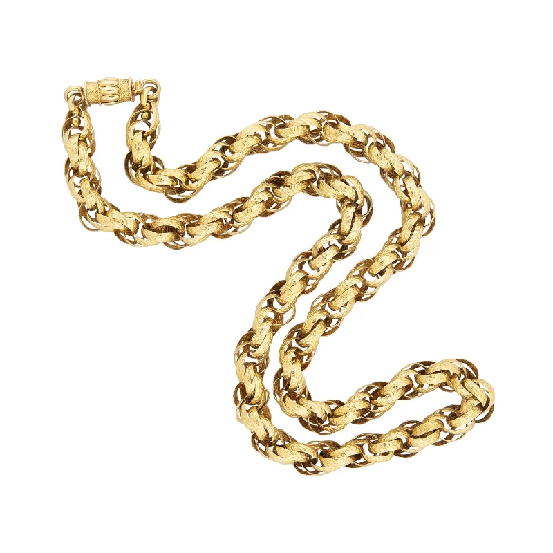 Infinity necklace for women-Georgian 15k Hand Wrought Chain with Barrel Clasp 17"