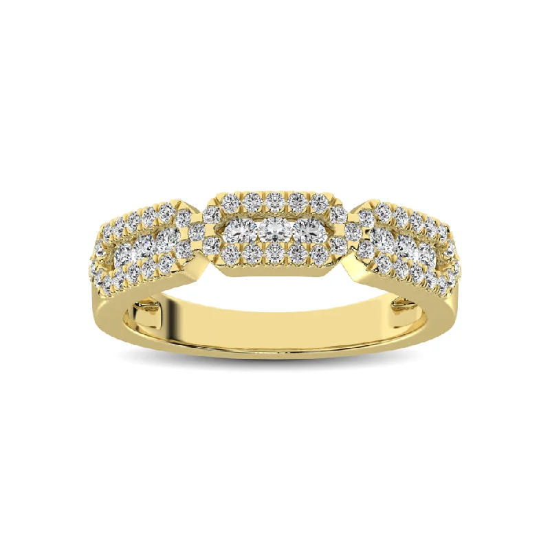 Oval engagement ring for women-14K Yellow Gold 1/2 Ct.Tw. Diamond Stackable Band