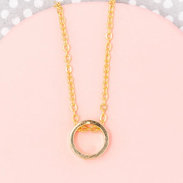 Layered necklace for women-Circle Round Charm Necklace