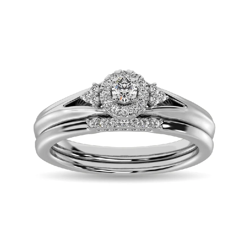 Bold engagement ring for women-Diamond Bridal Ring 1/4 ct tw in Round-cut 10K White Gold