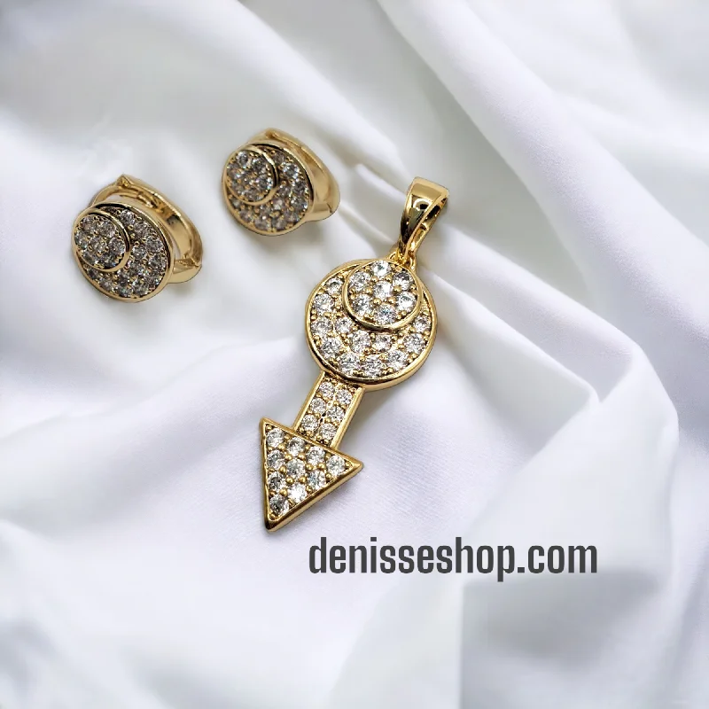 Elegant diamond earrings for women-Fashion Pendant and Earrings Set P142