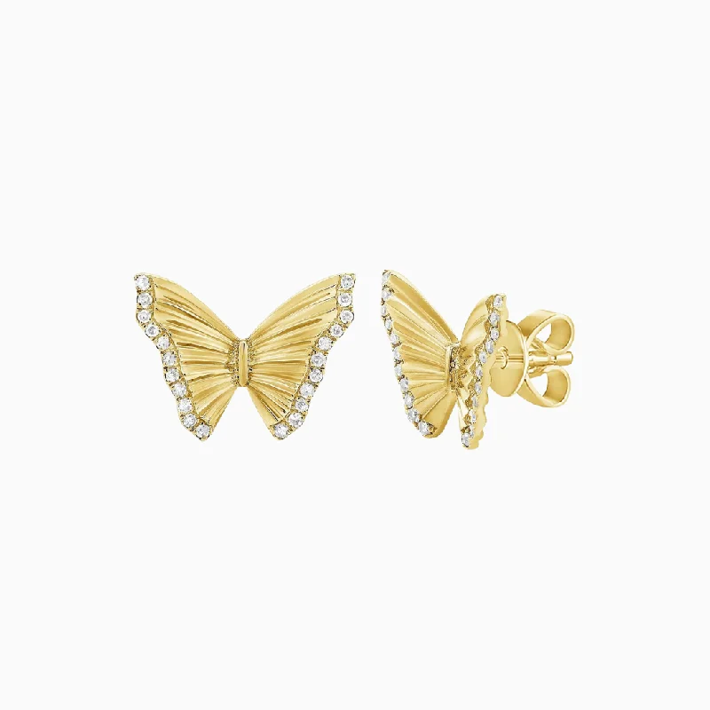 Large hoop earrings for women-Diamond-Edged Butterfly Earrings