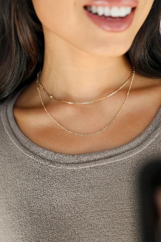 Long layered necklace for women-Isabella Gold Layered Chain Necklace