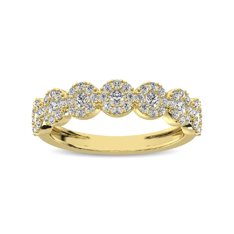 Personalized engagement ring for women-14K Yellow Gold 5/8 Ct.Tw. Diamond Round Frame Stackable Band