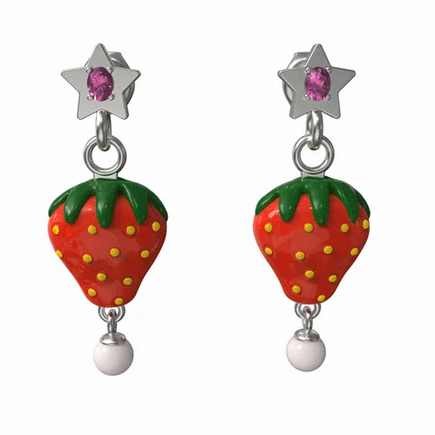 Pearl earrings for women-Strawberry Dangles