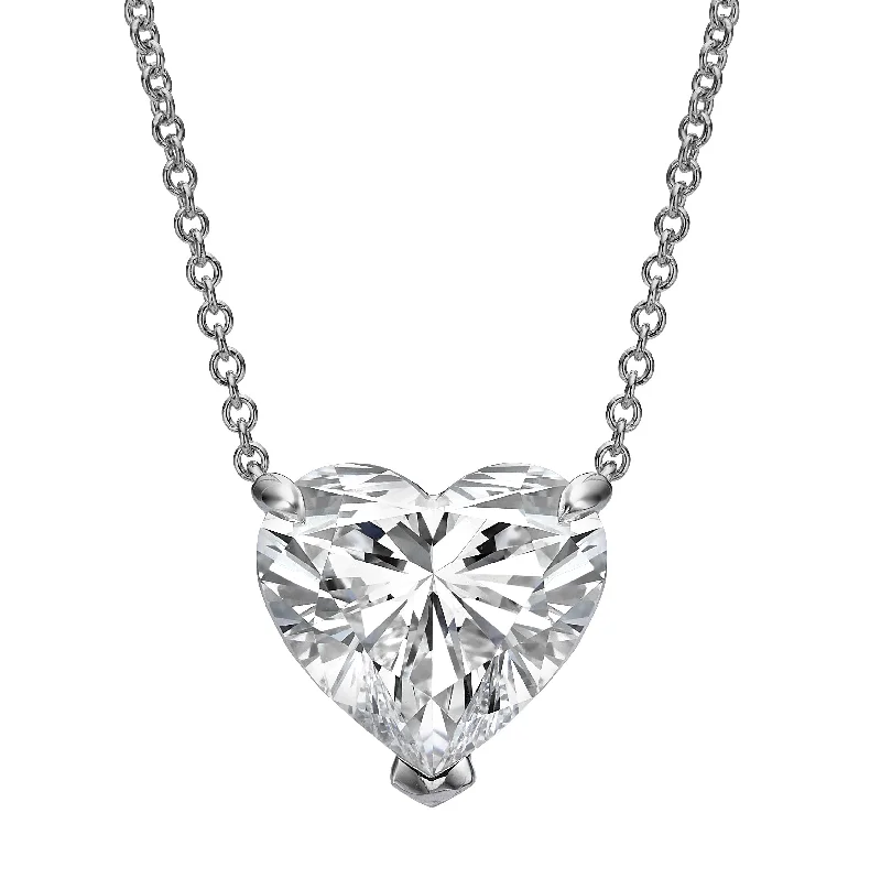 Dainty necklace for women-5.12 ct Lab Grown Heart Shape Diamond Solitaire Pendant Necklace