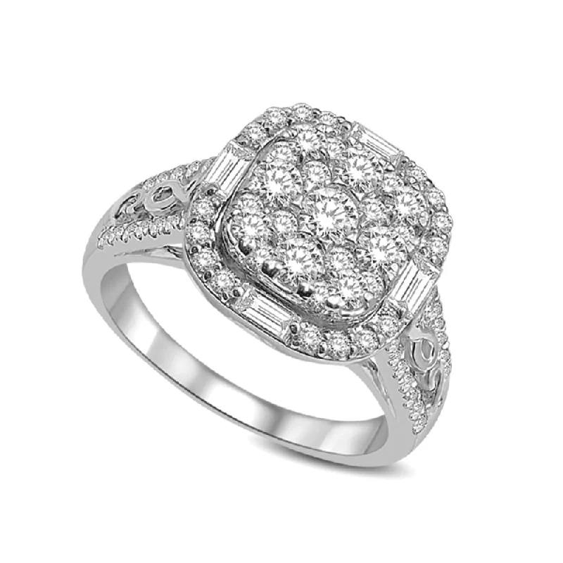 Customizable engagement ring for women-14K White Gold 1 1/2 Ctw Diamond Fashion Ring