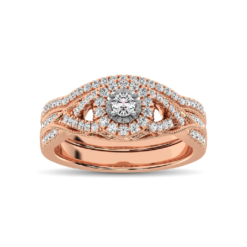 Gold engagement ring for women-10K Rose Gold 1/2 Ct.Tw. Diamond Bridal Ring