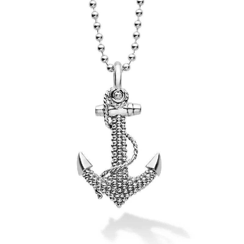 Infinity necklace for women-Signature Caviar Anchor Pendant Necklace