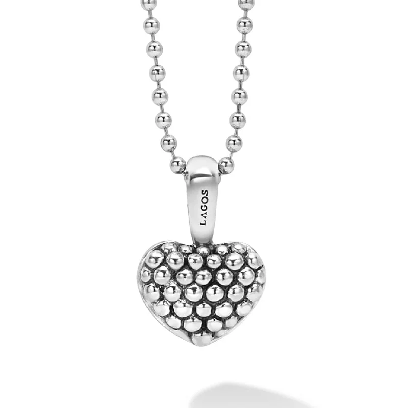 Simple necklace for women-Signature Caviar Caviar Beaded Heart Pendant Necklace