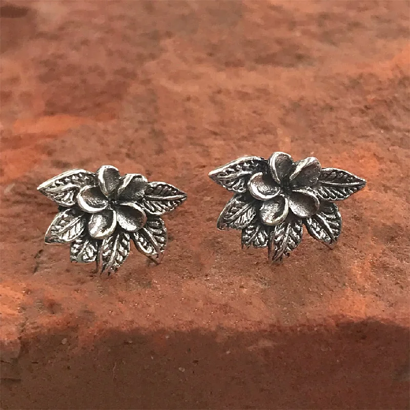 Sterling silver drop earrings for women-Petit Flower Studs - Sterling Silver, Indonesia