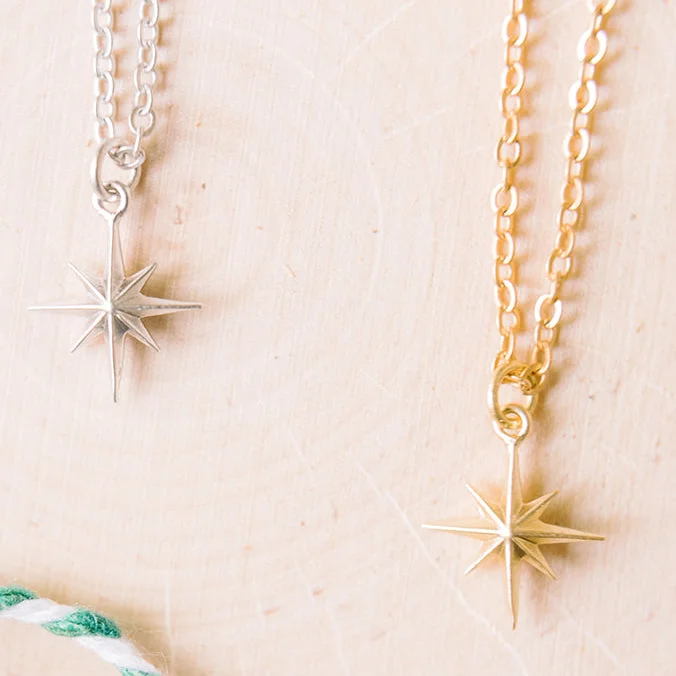 Vintage pendant necklace for women-North Star Charm Necklace