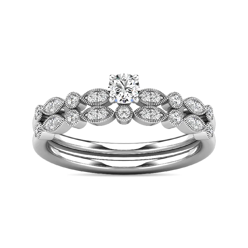 Personalized engagement ring for women-Diamond 1/3 ct tw Bridal Ring in 10K White Gold