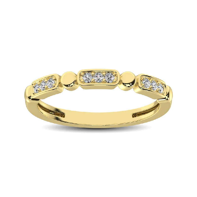 Platinum engagement ring for women-14K Yellow Gold 1/10 Ct.Tw. Diamond Stackable Band