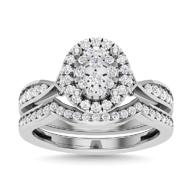 Engagement ring with colored stones for women-Diamond 5/8 Ct.Tw. Bridal Ring in 14K White Gold