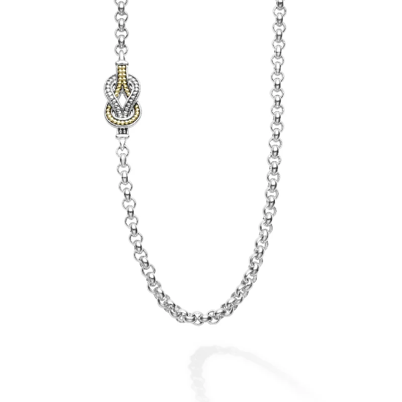 Butterfly necklace for women-Newport Four Station Two-Tone Knot Necklace