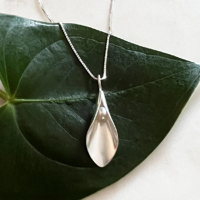 Oversized earrings for women-Sacred Lily Necklace - Sterling Silver, Indonesia