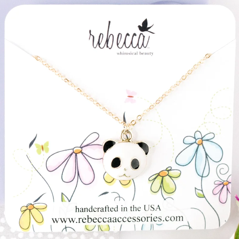 Long layered necklace for women-Panda Necklace