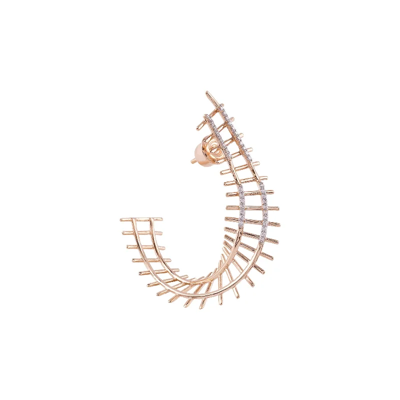 Hoop earrings for women-Maxi Railway Hoop Earring