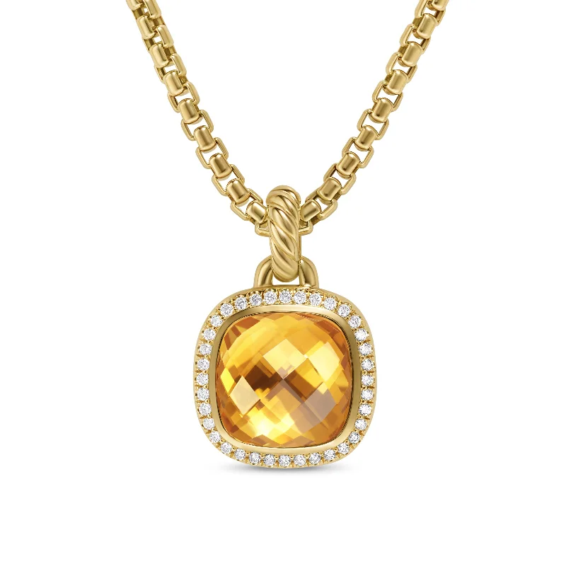 Pendant chain necklace for women-Albion® Pendant in 18K Yellow Gold with Citrine and Diamonds\, 11mm