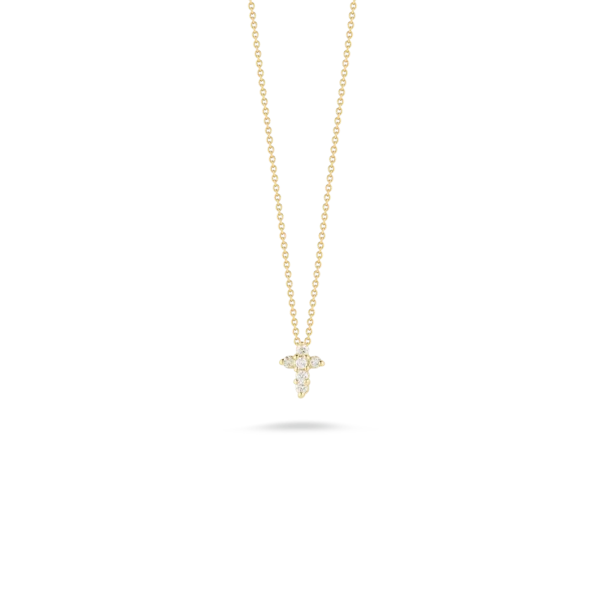 Fashion necklace for women-18K GOLD TINY TREASURES DIAMOND BABY CROSS NECKLACE