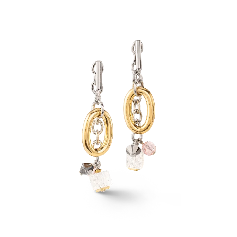 Round earrings for women-Neptune's Treasure bicolor earrings