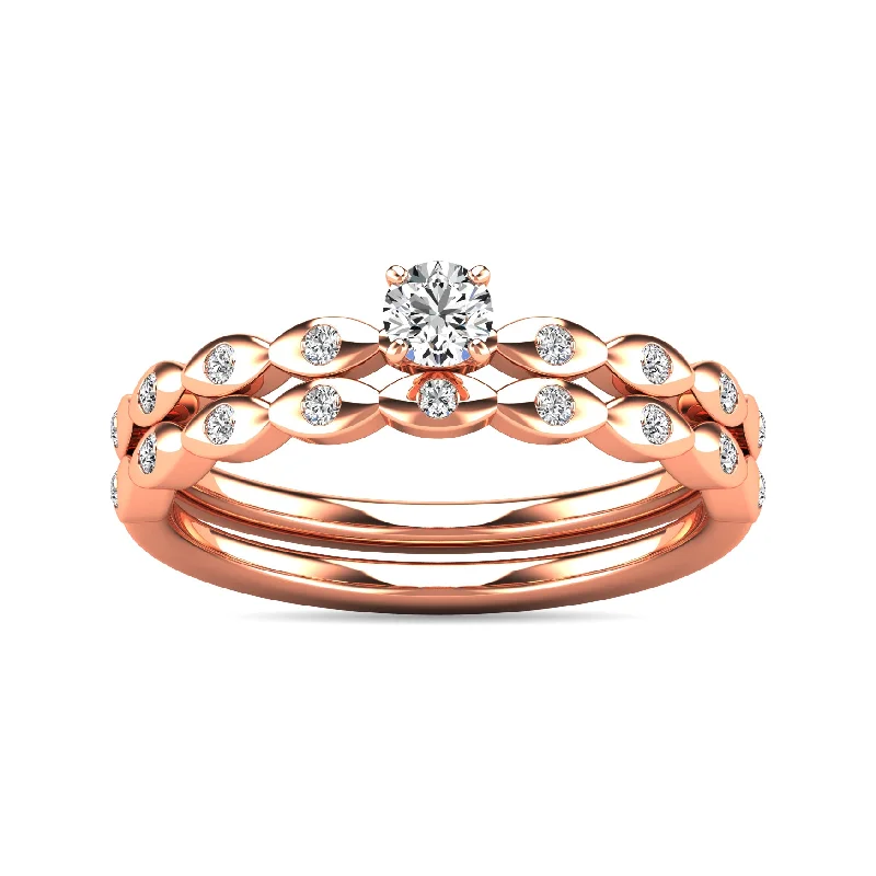 Luxury engagement ring with diamonds for women-Diamond 1/3 ct tw Bridal Ring in 10K Rose Gold