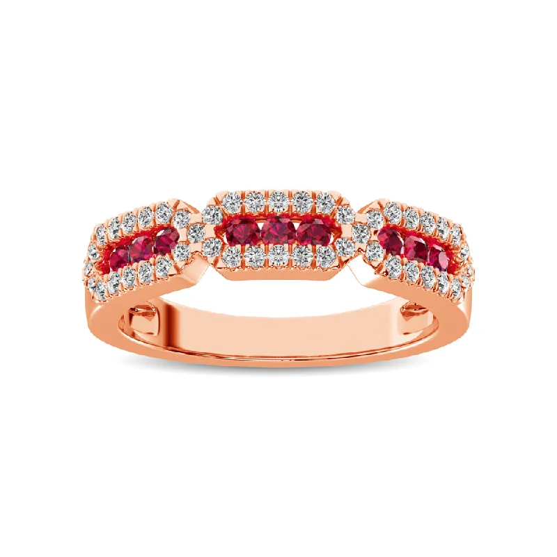 Sapphire engagement ring for women-14K Rose Gold 5/8 Ct.Tw. Diamond & Ruby Stackable Band