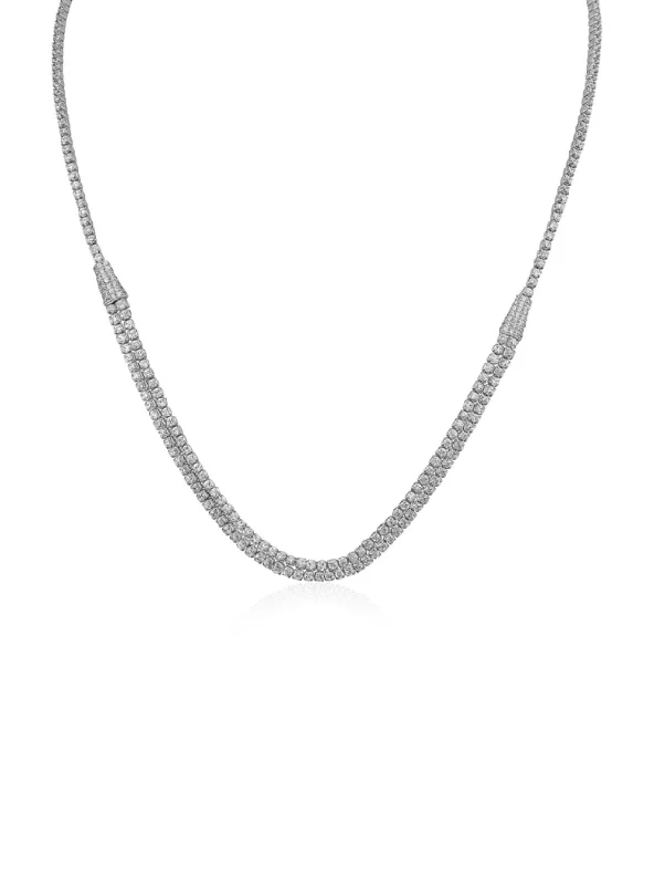 Custom diamond necklace for women-CZ Double Stranded Necklace