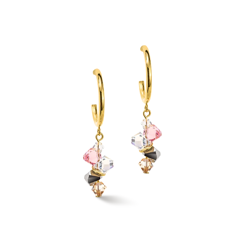 Custom birthstone earrings for women-Dancing Crystals earrings gold light rose