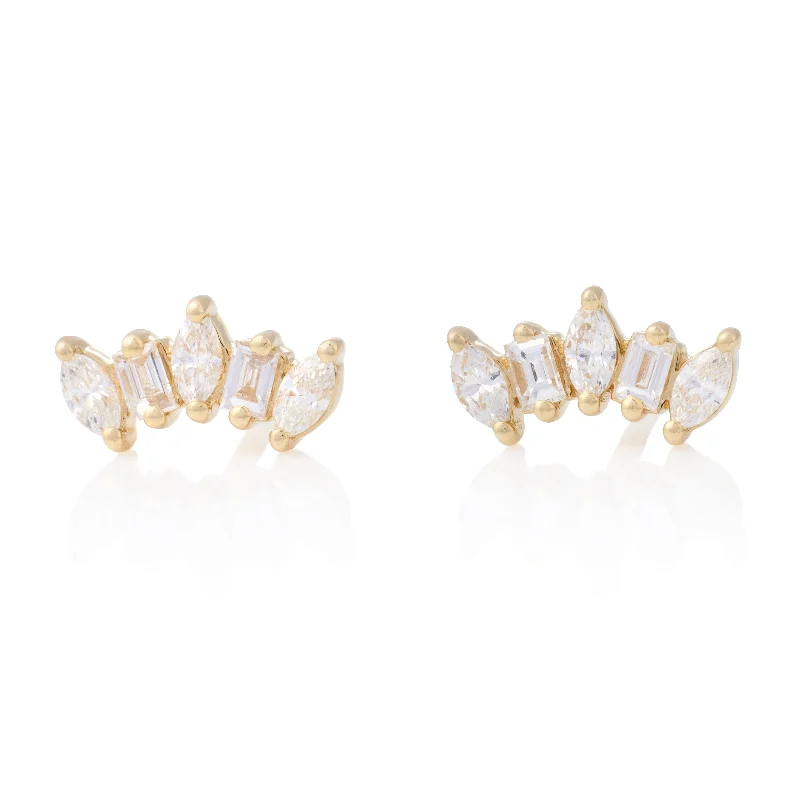 Oversized earrings for women-Marquise and Emerald Cut Fan Earrings