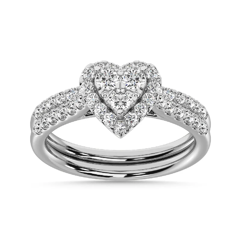 Wedding engagement ring set for women-Diamond 1 Ct.Tw. Bridal Ring in 10K White Gold