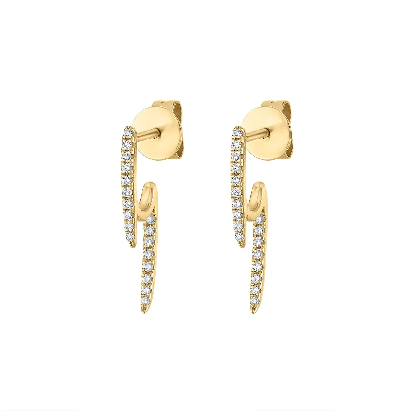 Fancy earrings for women-14KT GOLD DIAMOND SMALL CURVE POINT EARRING