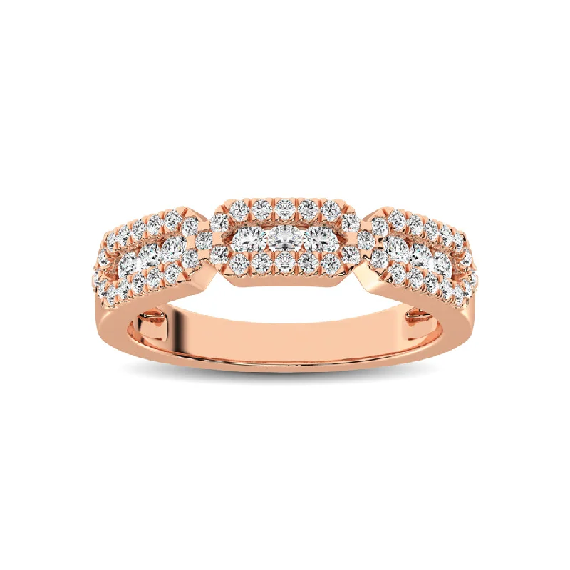 Emerald engagement ring for women-14K Rose Gold 1/2 Ct.Tw. Diamond Stackable Band