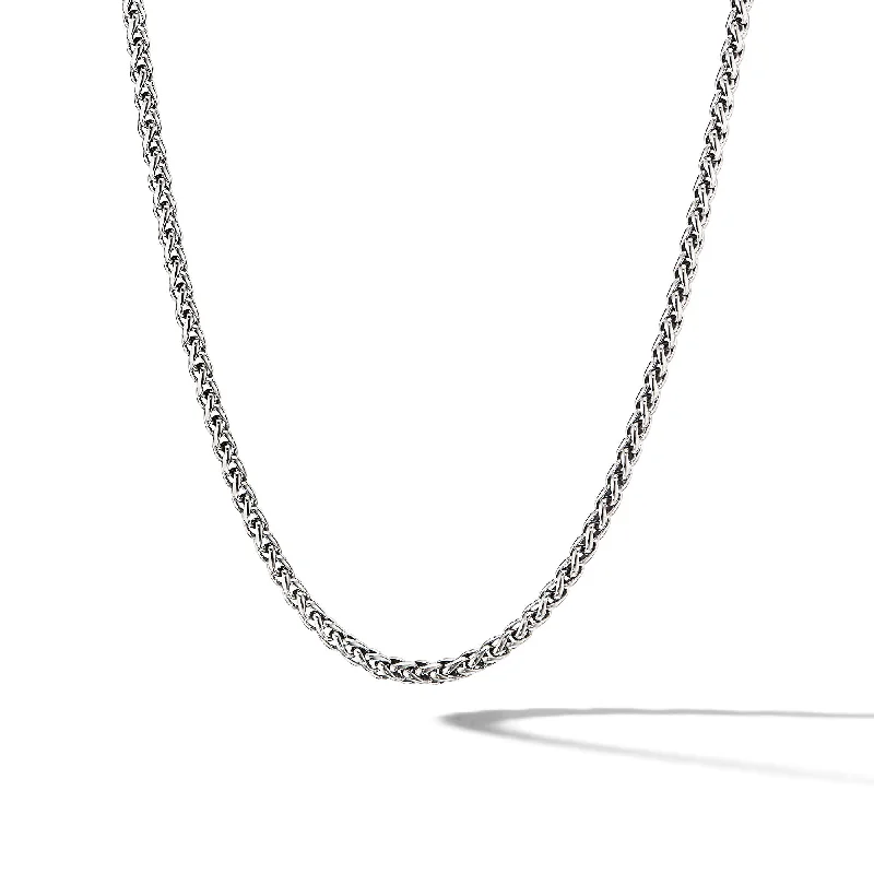 Custom diamond necklace for women-Wheat Chain Necklace in Sterling Silver\, 4mm