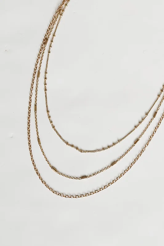 Simple chain necklace for women-FINAL SALE - Clara Gold Layered Chain Necklace