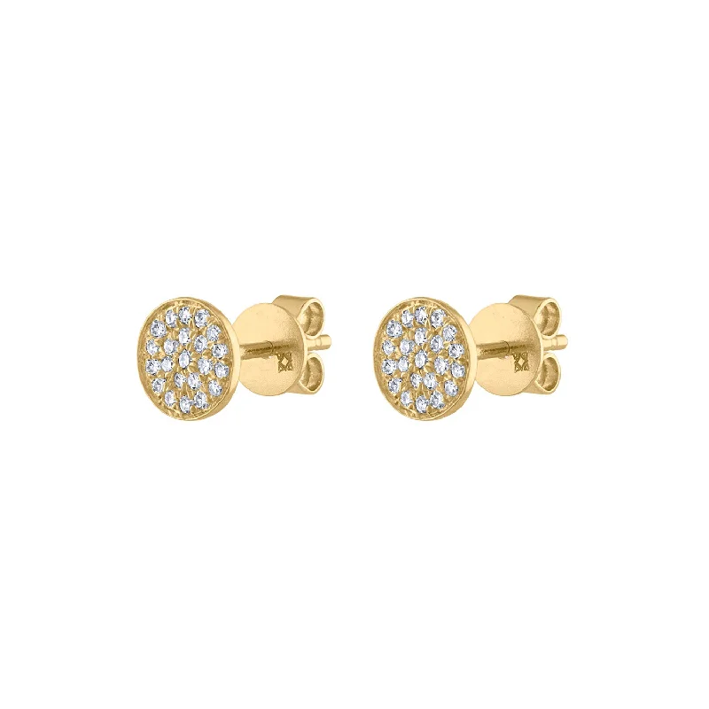 Sterling silver drop earrings for women-14KT GOLD PAVE DIAMOND XSMALL DISK EARRING