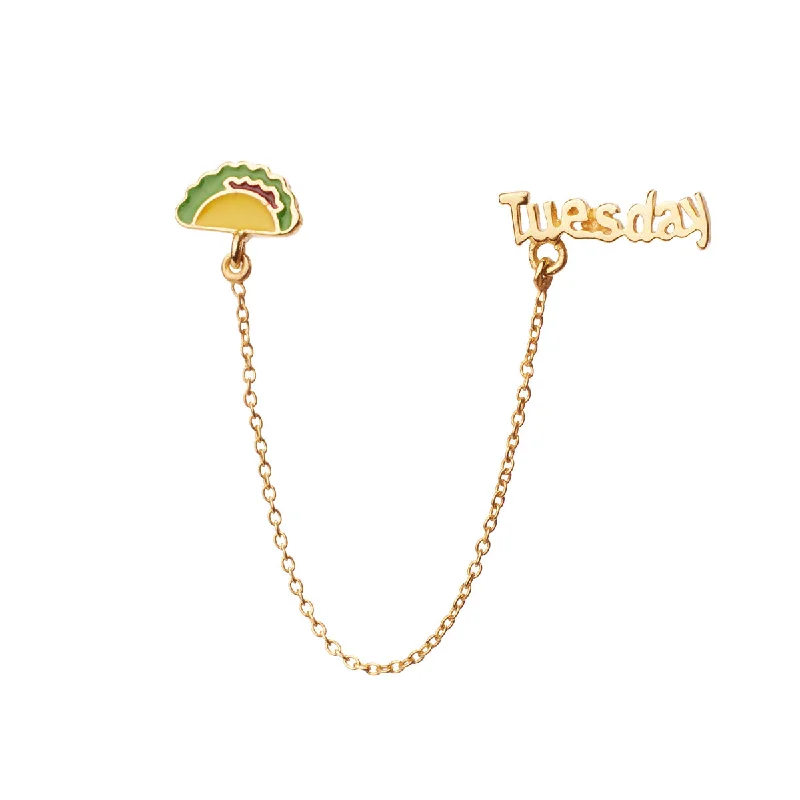 Swarovski earrings for women-Taco Tuesday Double Piercing Studs