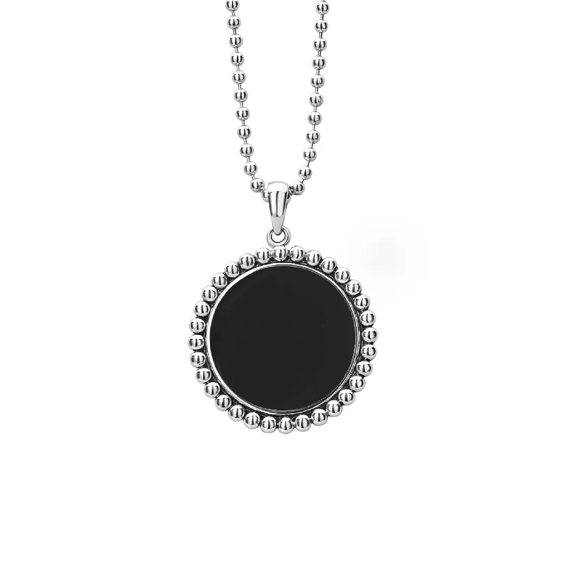 Fancy necklace for women-Maya Large Onyx Circle Pendant Necklace