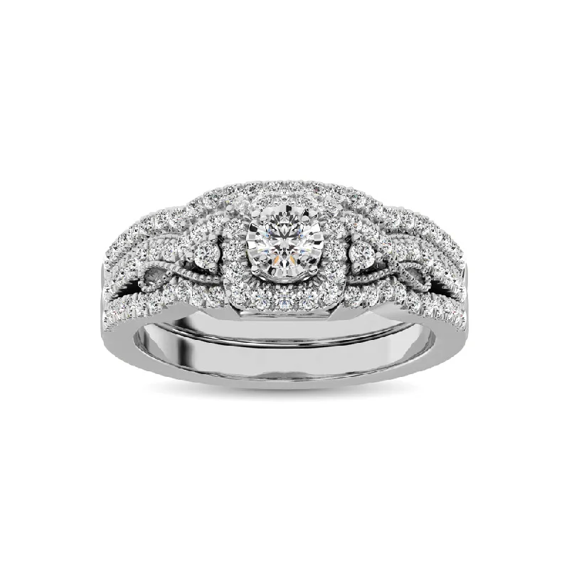 Custom diamond engagement ring for women-10K White Gold 1/2 Ct.Tw. Diamond Bridal Ring